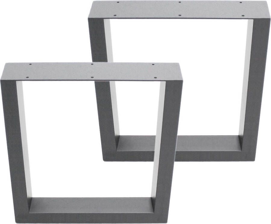 ECD Germany Set van 2 tafelpoten grijs 40x43 cm gepoedercoat staal - Foto 2