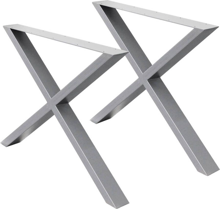 ECD Germany Set van 2 tafelpoten X-Design grijs 60x72 cm gepoedercoat staal - Foto 3
