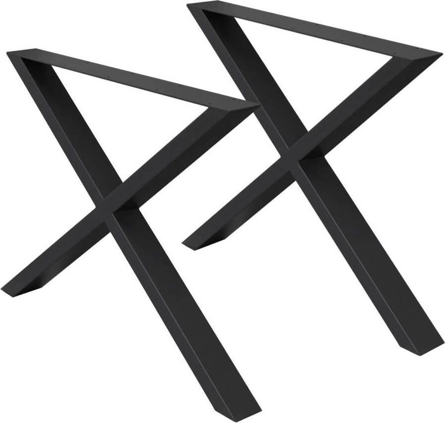 ECD Germany Set van 2 tafelpoten X-Design zwart 60x72 cm gepoedercoat staal - Foto 1
