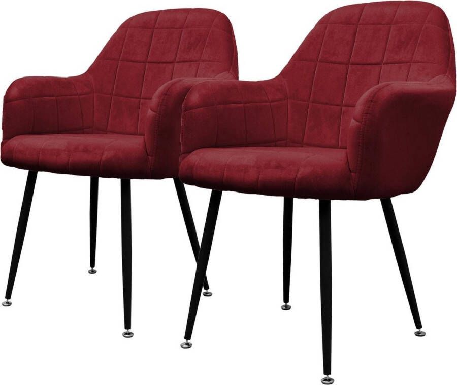 ECD Germany Set van 2 eetkamerstoelen Bordeaux met rugleuning en armleuningen - Foto 2