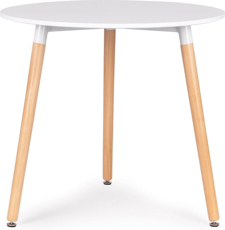 ECOTOYS Ronde tafel koffie tafel scandinavische stijl 80 cm wit blad