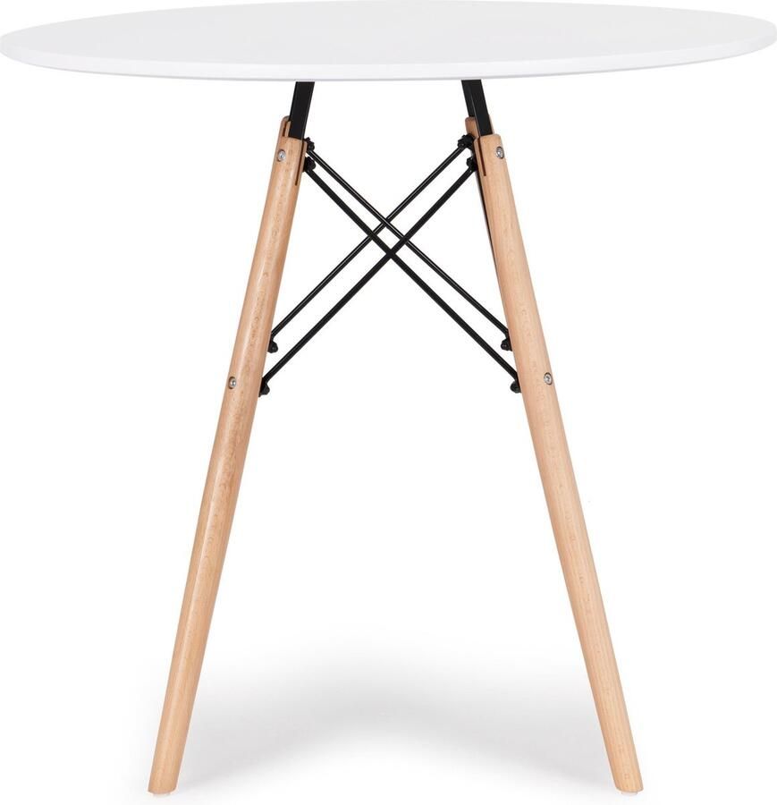 ECOTOYS Ronde tafel koffie tafel scandinavische stijl wit tafelblad