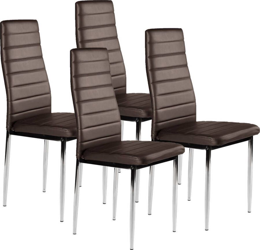 ECOTOYS Eetkamerstoelen set van 4 eettafel stoelen eco-leer bruin