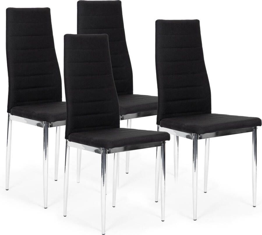 ECOTOYS Eetkamerstoelen set van 4 eettafel stoelen eco-leer zwart