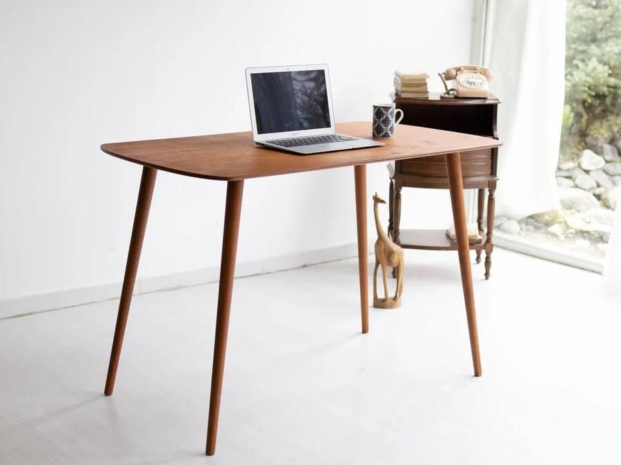 ED ESQU DEAL Minimalistisch Ovaal Walnoothouten Bureau tafel Modern Handgemaakt Design 85x55x78 cm (WidthxDepthx Height)