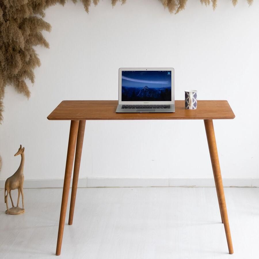 ED ESQU DEAL Minimalistisch Rechthoek Walnoothouten Bureau tafel Modern Handgemaakt Design 115x55x78 cm (WidthxDepthx Height)