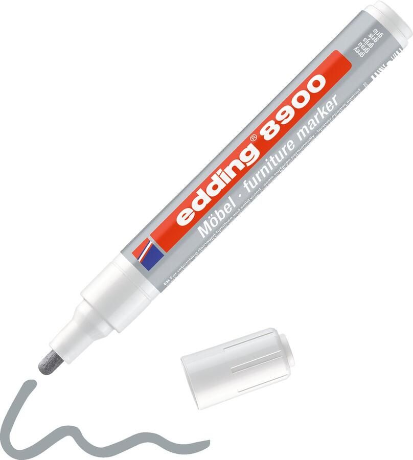Edding 8900 meubelstift voor reparatie van meubels grijs 1 5-2mm de meubelmarker laat krassen en kleine beschadigingen verdwijnen