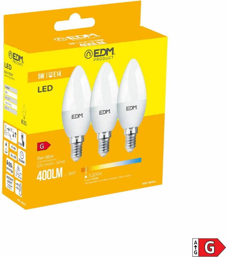 EDM Lamp Kaars 5 W E14 G 400 lm (3200 K) - Foto 2