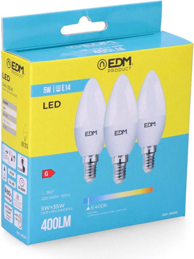 EDM Lamp Kaars 5 W E14 G 400 lm (6400K)