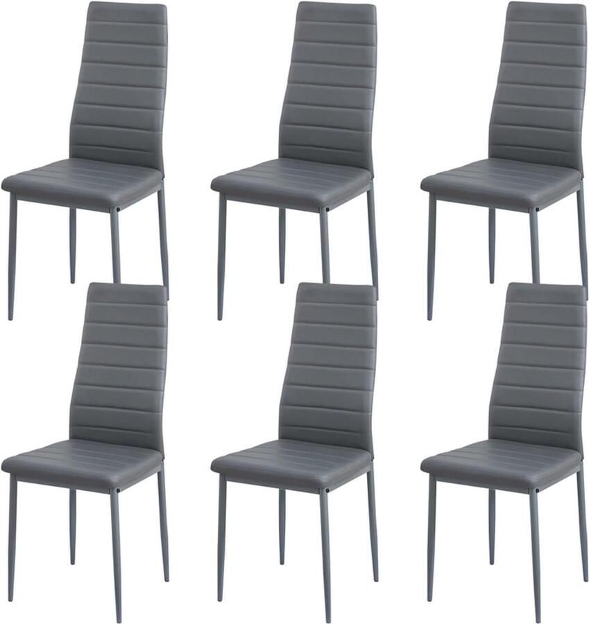 EGGREE Eetkamerstoelen set van 6 metalen keukenstoelen eettafelstoel comfortabele gestoffeerde stoelzitting grijs