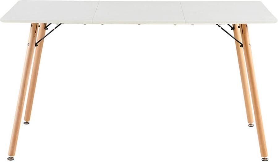 EGGREE Rechthoekige eettafel keukentafel beukenhout voor 4-6 stoelen eettafel met houten poot MDF wit 140 x 80 cm (alleen tafel)