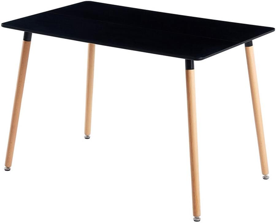 EGGREE Rechthoekige eettafel keukentafel beukenhout voor 4 stoelen eettafel met houten poot MDF Zwart 110 x 70 x 75 cm (alleen tafel)