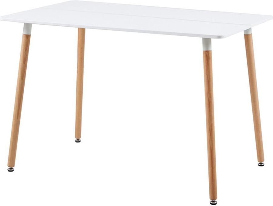 EGGREE Rechthoekige eettafel keukentafel beukenhout voor 4 stoelen eettafel met houten poot MDF wit 110 x 70 x 75 cm (alleen tafel)