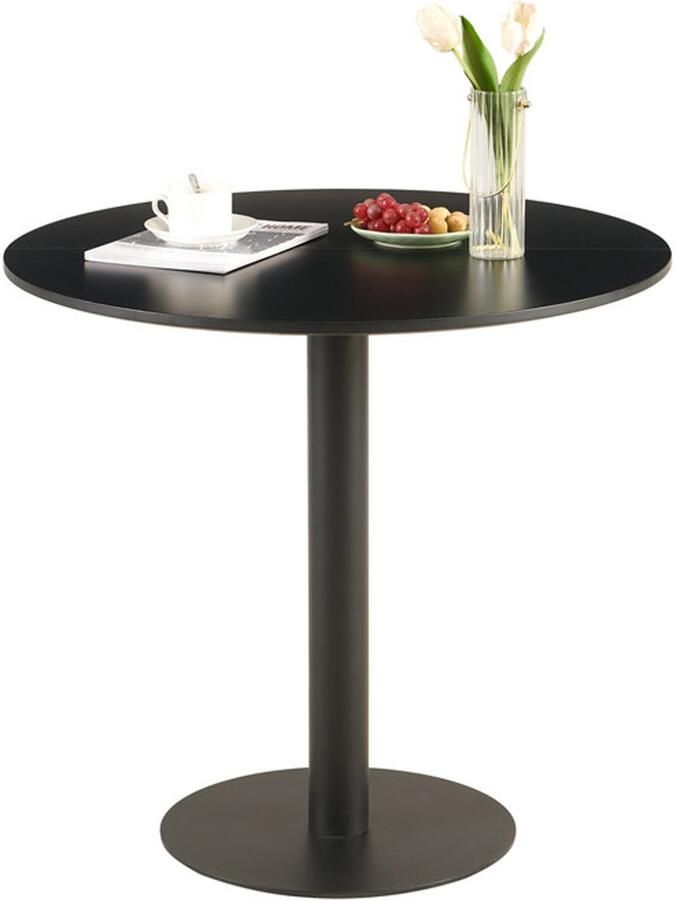 EGGREE Ronde eettafel Ronde bistrotafel Keukentafel Klein eenvoudige kleine tafel voor keuken Eetkamer en woonkamer Ronde tafel 80 cm Zwart