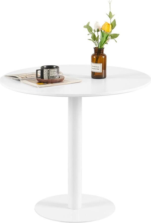 EGGREE Ronde eettafel Ronde bistrotafel Keukentafel Klein eenvoudige kleine tafel voor keuken Eetkamer en woonkamer Ronde tafel 80 cm Wit