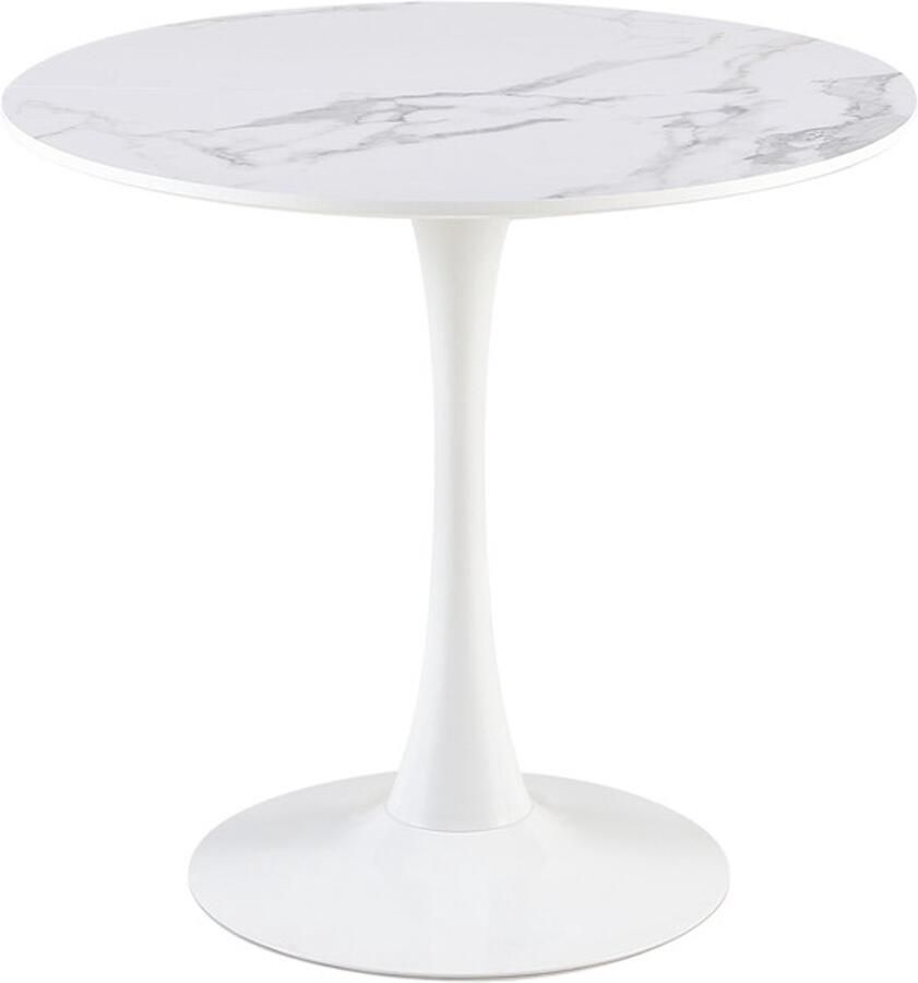 EGGREE Scandinavische moderne ronde eettafel eenvoudige kleine tafel voor keuken eetkamer en woonkamer diameter 80 cm marmeren tafelblad