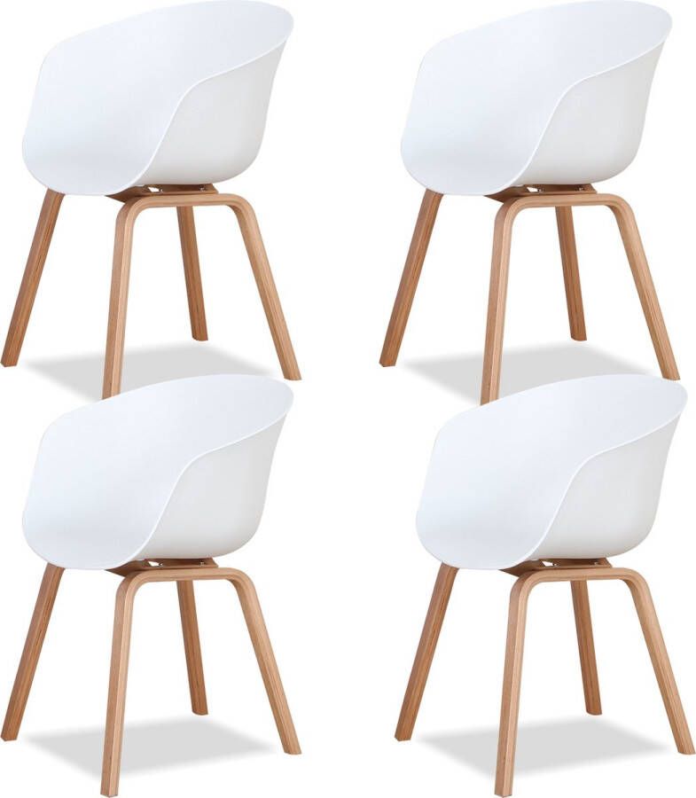 Ego Eetkamerstoelen Set 4 Stuks Retro Stijl Plastiek Wit