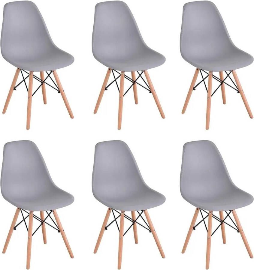 EGOONM AllinShop Eetkamerstoelen Stoel Tuinstoel Set Van 6 Eettafel Kuipstoel Grijs 46x41x83CM