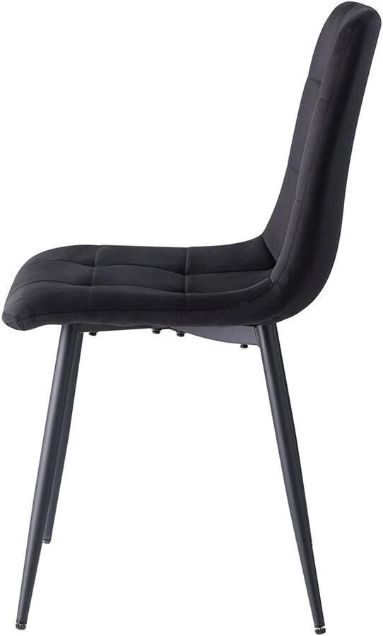 EGOONM Lynly Set van 2 eetkamerstoelen zwart fluwelen zitting metalen frame eetkamerstoelen zonder armleuning klassiek