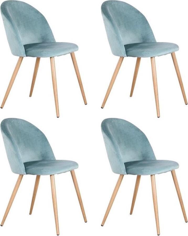 EGOONM Shop Universe Eetkamer stoel Set van 4 Moderne look Kuipstoel Stoel Zitplek Complete set Fluweel Velvet Groen