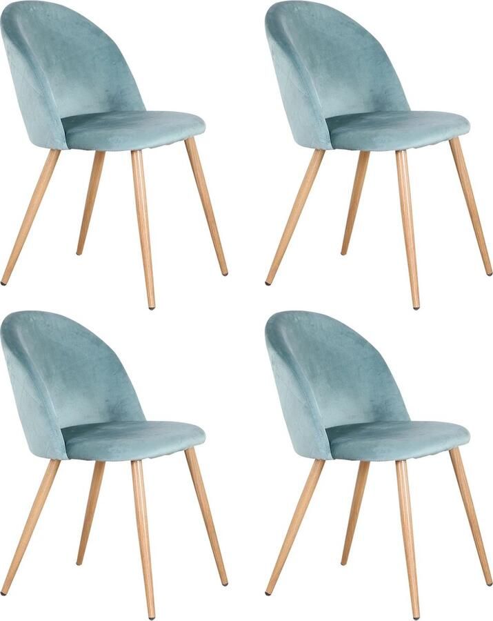 EGOONM ShopEighty8 Eetkamerstoelen Keukenstoelen Woonkamerstoelen Zachte Fluweel met Metalen poten Set van 4 Moderne Retro Look Groen
