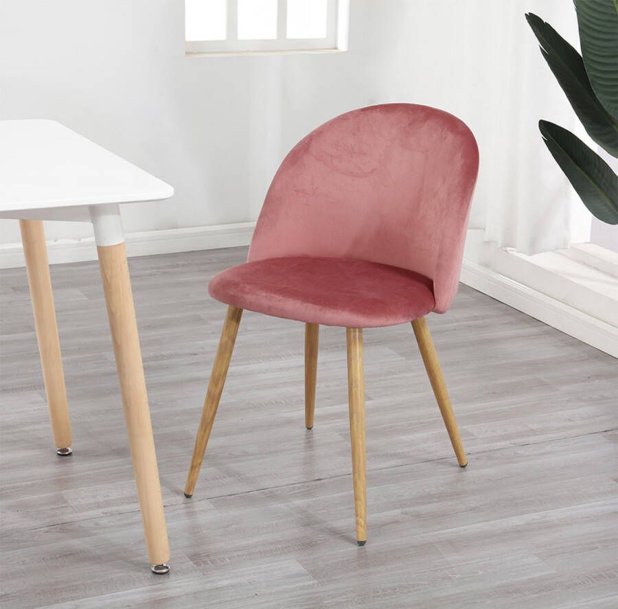 EGOONM Set Van 4 Stoelen Met Zachte Fluwelen zitting Velvet Eetkamerstoelen Comfortabel Roze