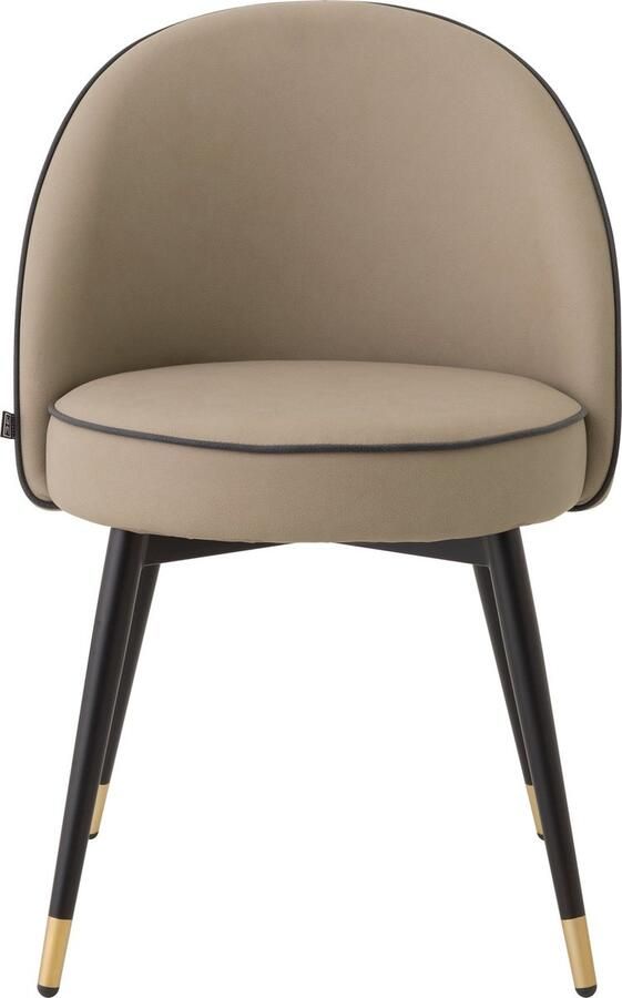 Eichholtz Eetkamerstoel Cooper Design Eettafel stoelen Messing poten Exclusief 83x55cm Beige Faux Leather