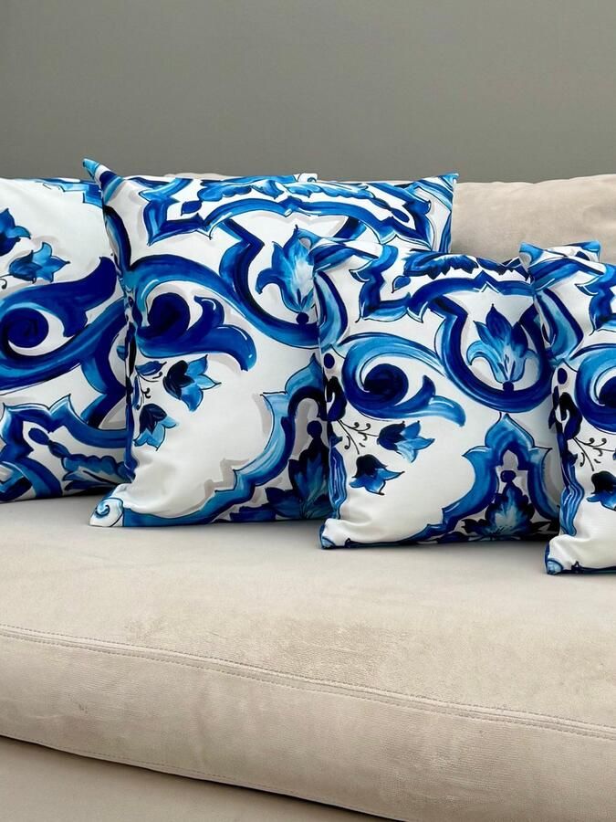 Art-Empire ELEGANZA – Indoor & Outdoor Kussen – Blauw Wit – 40x40 50x50 60x60 cm-gratis verzonden - Foto 2