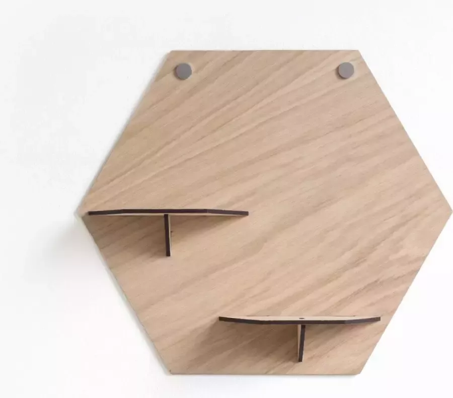 Eigen Hexagon Zeshoek Eikenfineer met schapjes Houten Wandplank schapjes voor aan de muur Wanddecoratie Scandinavisch