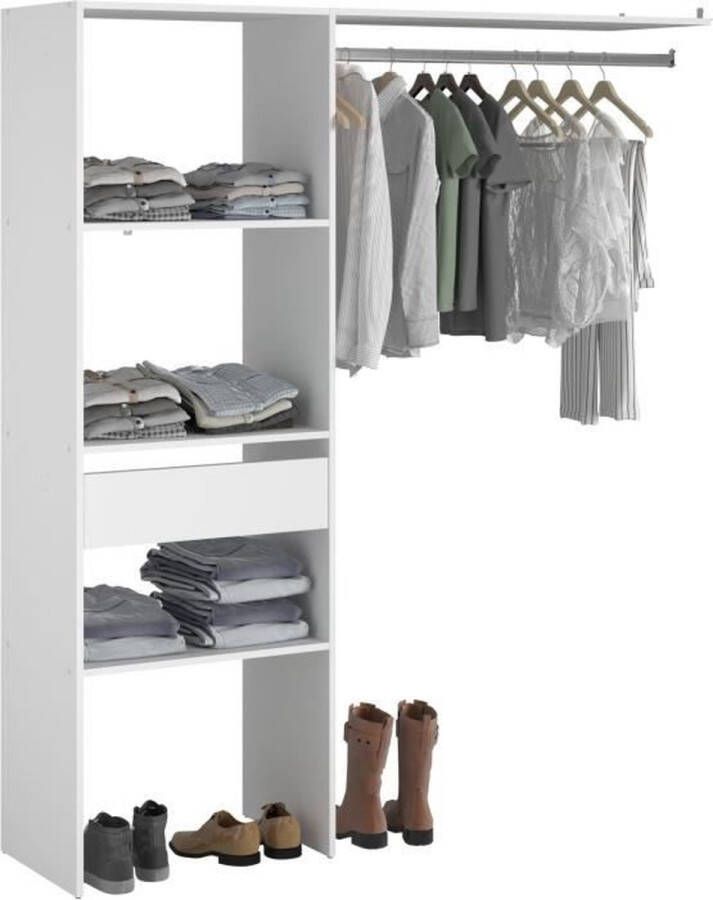 EINSACC ARTIC EKIPA kleedkamerkit Wit melamine decor 1 kledingkast + 1 lade L138 x D40 x H180 cm Made in France - Foto 2