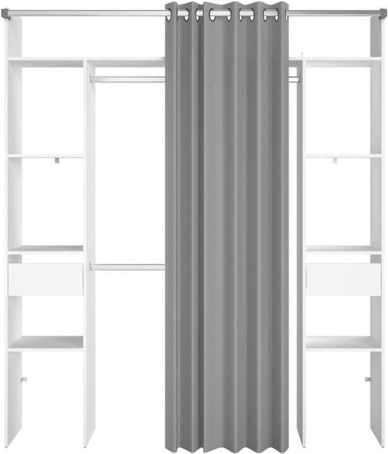 Merkloos ARTIC EKIPA dressingkit Wit melamine decor 2 kasten + 2 laden L176 x D48 x H202 cm Made in France