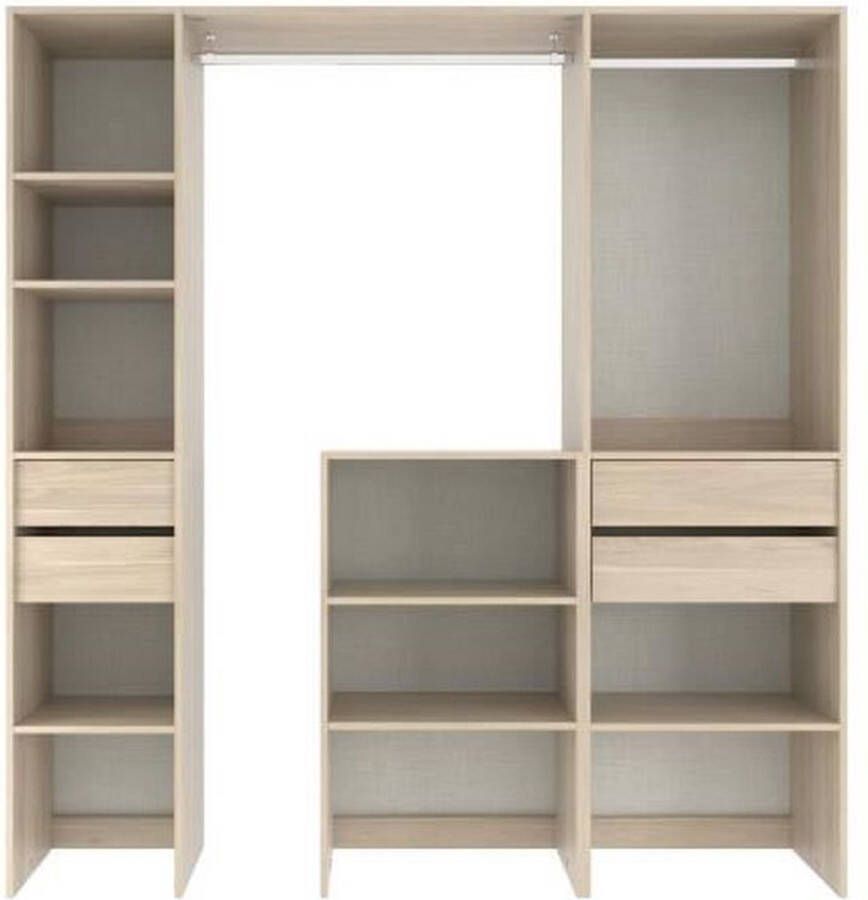 EKIPA Dressing met kolommen en laden Dakota eiken decor L 190 x P40 x H 202 ELLA