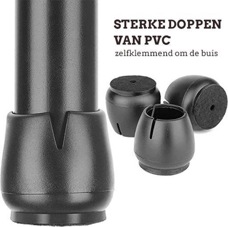 Eldur Stoelpootbeschermers 24 Stuks Zwart 17-21mm Stoelpoot doppen Vloerbescherming Stoelpoten Stoeldoppen