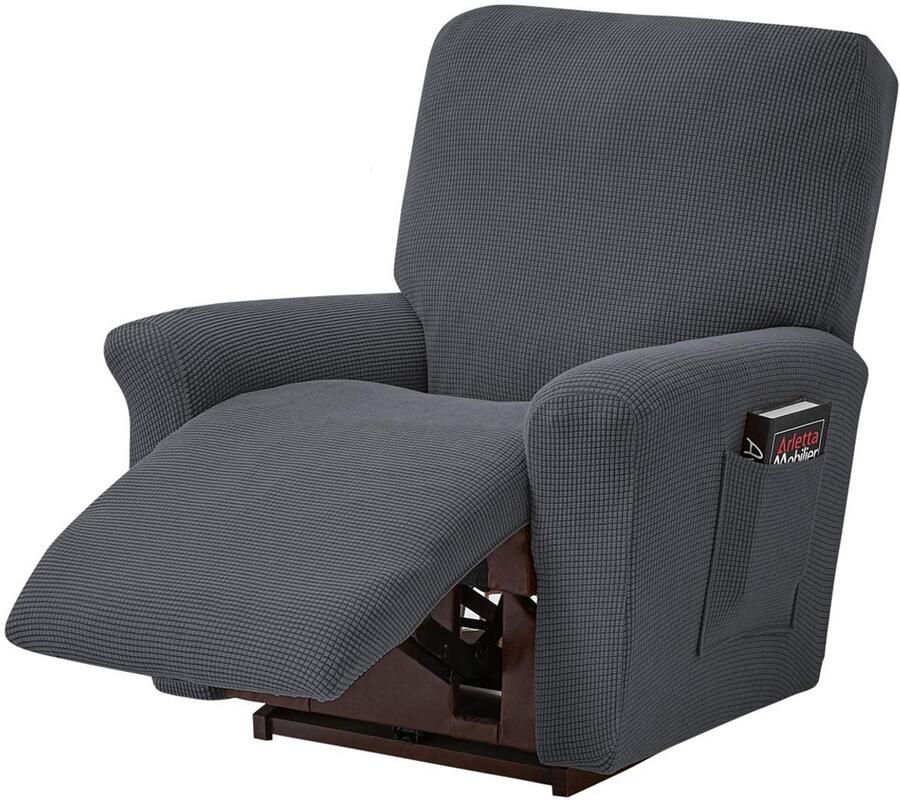 Ele ELEOPTION Fauteuil-hoes stretch fauteuil-hoes spandex jacquard 4-delige fauteuil-hoes stretch-hoes voor fauteuil massagestoel (donkergrijs)