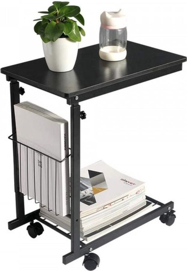 Eleganca bijzettafel op wielen Gebruiksvriendelijke en in hoogte verstelbare laptoptafel Zeer stevige bedtafel met remwielen 48x30x55cm - Foto 2