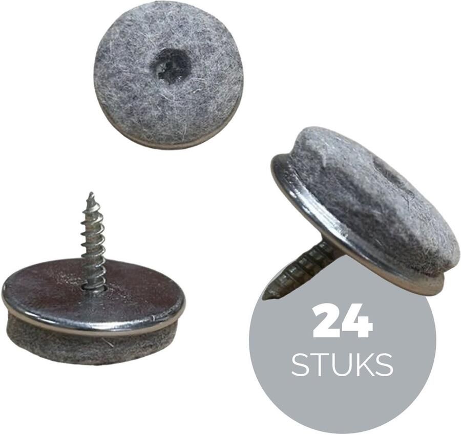 Eleganca Viltglijder met Schroef 22 mm Vloerbeschermers Stoelpoot Beschermers Meubelvilt 24 stuks