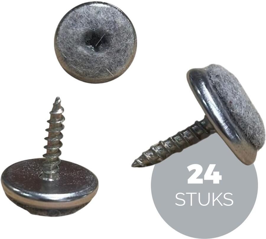 Eleganca Viltglijder met Schroef 30 mm Vloerbeschermers Stoelpoot Beschermers Meubelvilt 24 stuks