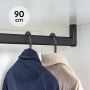 Eleganca kledingstang – Extra zware kleding roede – Montage onder plank – Inclusief 2 extra stevige metalen eindhouders & 1 midden houder – Geschikt voor zware kleding buigt niet door – Metaal 90 cm – Matt Zwart - Thumbnail 1