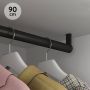 Eleganca Kledingstang – Kledingroede rond – 90 cm – Inclusief kastroede dragers en schroeven Montage onder plank Ø28.5mm Aluminium Zwart - Thumbnail 1