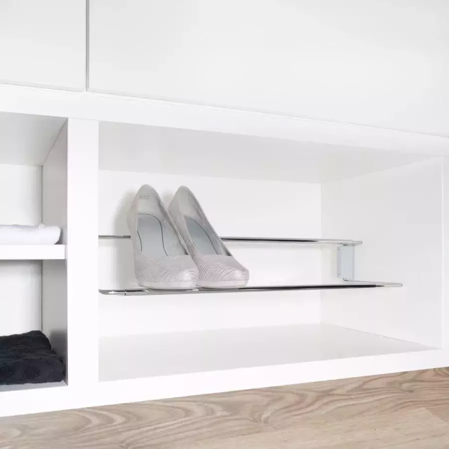 Eleganca Ophangbare Schoenenrek 20 x 83-113 x 8 5cm Verstelbare Schoenenkast Zilver Hangend 2 rijen 4 6 paar schoenen staal