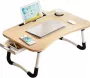 Eleganca Opvouwbare Laptoptafel – Stevige bedtafel – Klaptafel met tablethouder lade en bekerhouder – B60xD40xH27 cm – Bruin Wit Zwart - Thumbnail 3