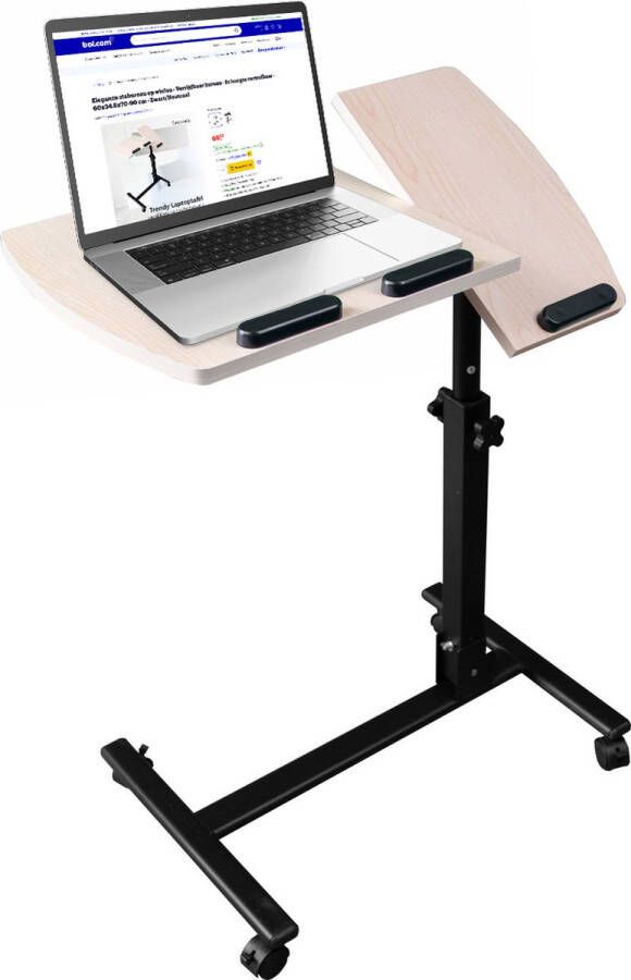 Eleganca stabureau op wielen Bijzettafel op wielen Verrijdbaar bureau In hoogte verstelbaar 70-90 cm Zwart Neutraal - Foto 2