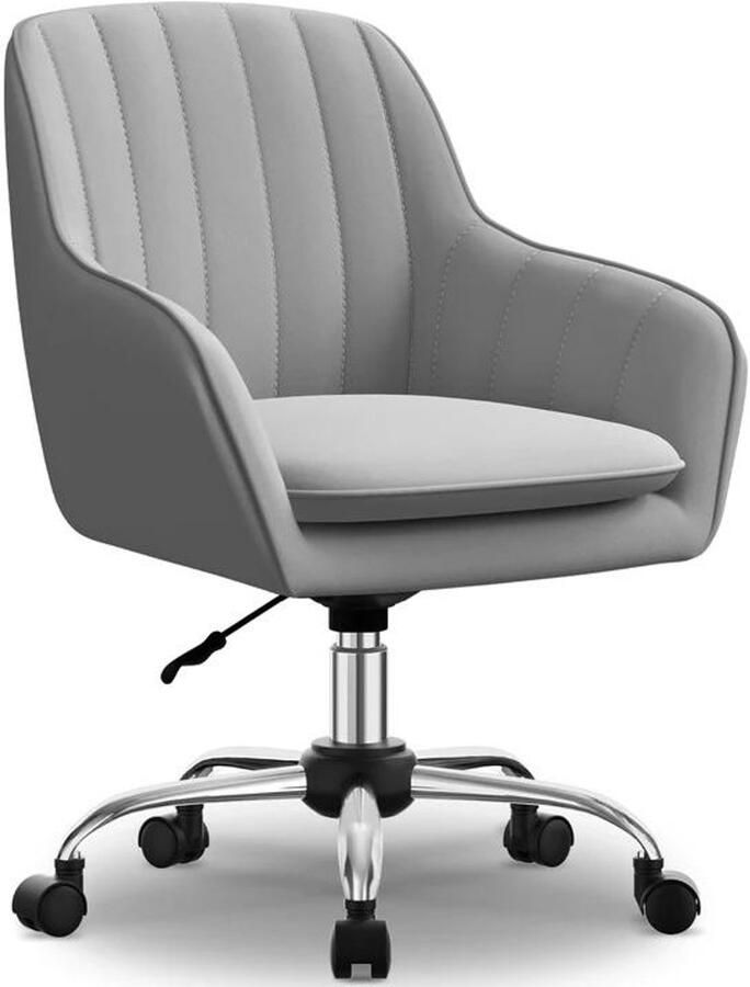 Elekiatech Ergonomische Bureaustoel avec Zachte Bouclé Bekleding Geïntegreerde Armleuningen Teddy Stoel Dikke Zitting Grijs