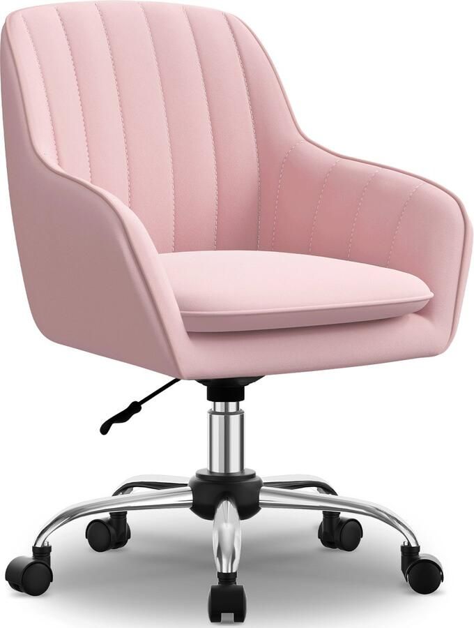 Elekiatech Ergonomische Bureaustoel Bureaustoelen voor Volwassenen met Verstelbare Hoofdsteun Armleuningen en Lendensteun 150 Kg Roze