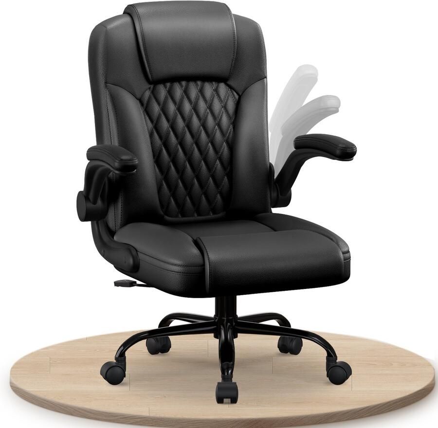 Elekiatech Ergonomische Bureaustoel-Bureaustoel-met 90°-120°Rugleuning Bureaustoelen voor Volwassenen-Inklapbare Armleuningen-Office Chair-Gaming Stoel-150kg Zwart