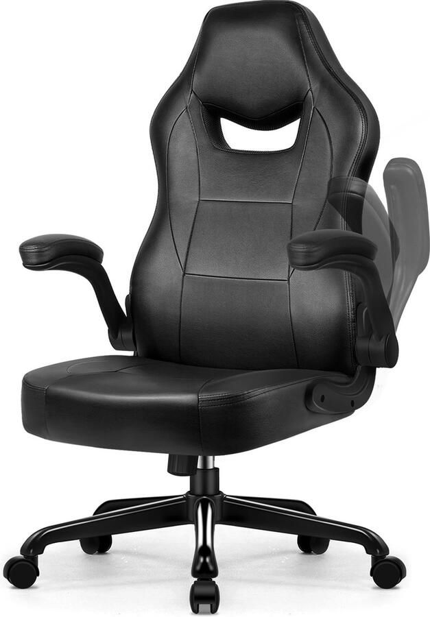 Elekiatech Ergonomische Bureaustoel-Bureaustoel-met 90°-135°Rugleuning Bureaustoelen voor Volwassenen-Inklapbare Armleuningen-Office Chair-Gaming Stoel-150kg-Zwart