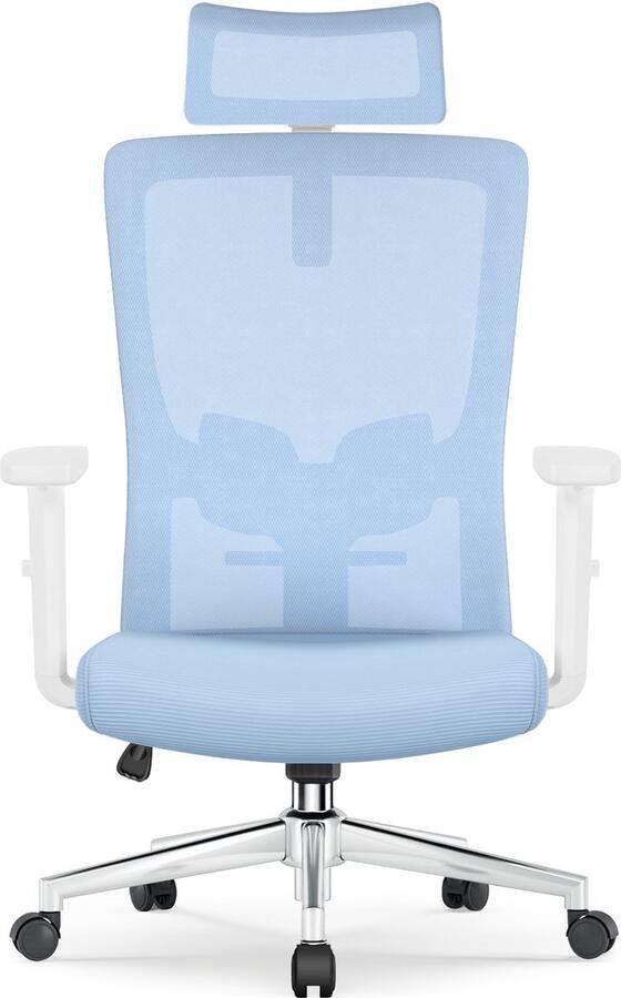 Elekiatech Ergonomische Bureaustoel Bureaustoelen voor Volwassenen met Verstelbare Hoofdsteun Armleuningen en Lendensteun 150 Kg Blauw