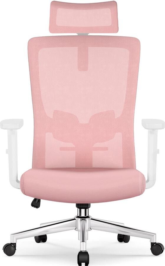 Elekiatech Ergonomische Bureaustoel Bureaustoelen voor Volwassenen met Verstelbare Hoofdsteun Armleuningen en Lendensteun 150 Kg Roze