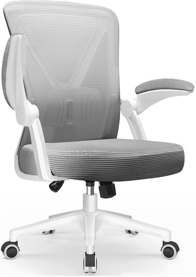 Elekiatech Ergonomische Bureaustoel Opklapbare Armleuningen Bureaustoelen voor Volwassenen 150 Kg Grijs