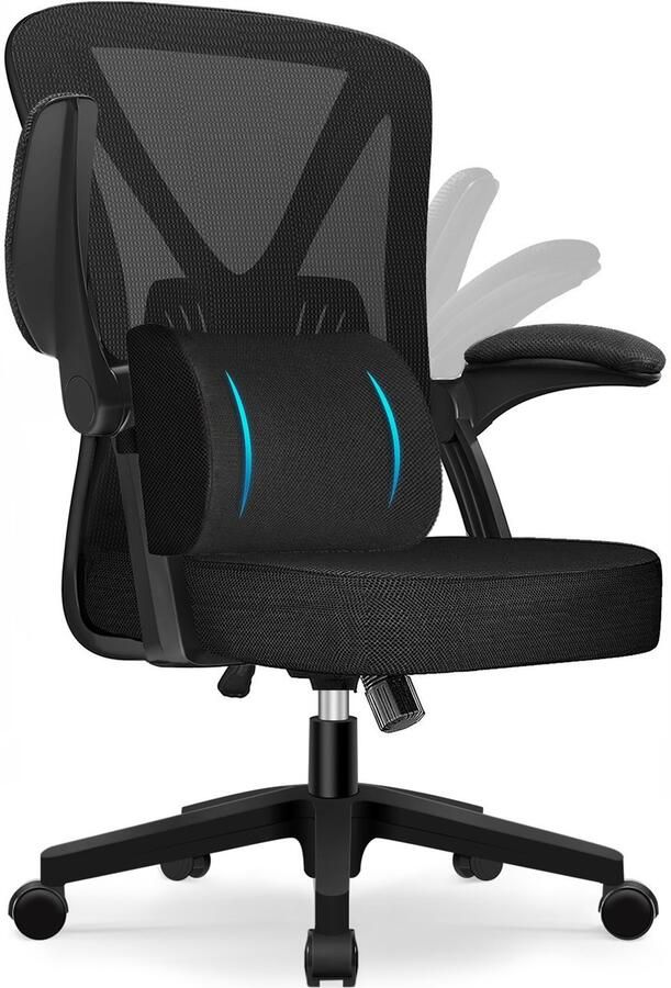 Elekiatech Ergonomische Bureaustoel Opklapbare Armleuningen Bureaustoelen voor Volwassenen 150 Kg Zwart - Foto 2